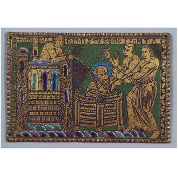 Plaque - St Paul let down in a basket from the walls of Damascus