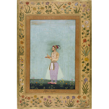 Watercolour - Dara Shokuh holding a tray of jewels Watercolour - Dara Shokuh holding a tray of jewels