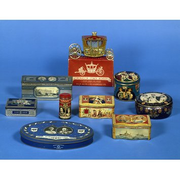 Biscuit tin - Coronation Coach; M.J. Franklin Collection of British Biscuit Tins Biscuit tin - Coronation Coach; M.J. Franklin Collection of British Biscuit Tins