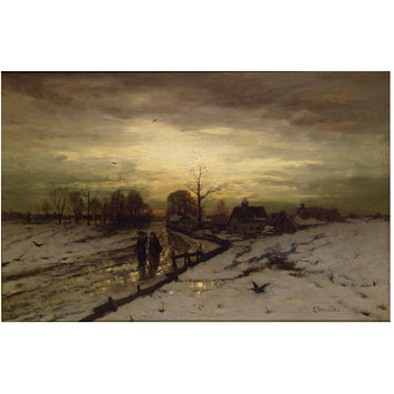 Oil painting - Winter Scene: Sunset Oil painting - Winter Scene: Sunset