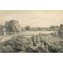 View at East Bergholt over the kitchen garden of Golding Constable's house (Watercolour)