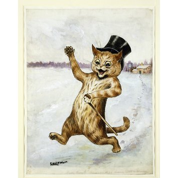 Louis Wain's Hallo there! We won't go home till morning Louis Wain cat out on the razzle