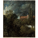 Oil sketch - View in a Garden with a red house beyond