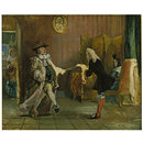Monsieur Jourdain's Dancing Lesson: Molière, Le Bourgeois Gentilhomme, Act II, Scene 1 (Oil painting)