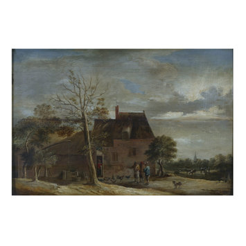 Oil painting - Farmhouse with figures
