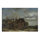 Farmhouse with figures (Oil painting)