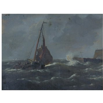 Oil painting - Fishing Boat Entering Harbour