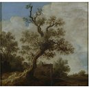 Landscape with an oak and a wayside inn (Oil painting)