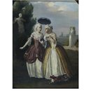 Oil painting - Ladies in conversation: an 18th century costume piece