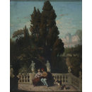 Oil painting - Two Lovers in Renaissance Costume on the Terrace in the Garden of the Villa d'Este, Tivoli