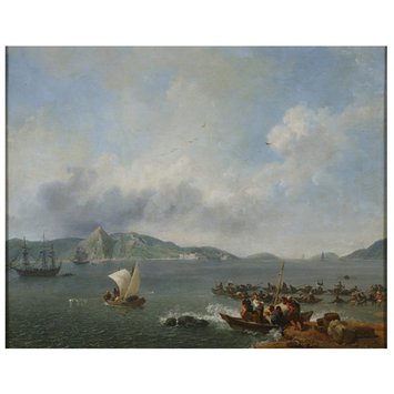 Oil painting - Coast scene, Rio de Janeiro; Scène maritime, Rio de Janeiro