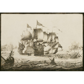 Oil painting - Naval Engagement Oil painting - Naval Engagement