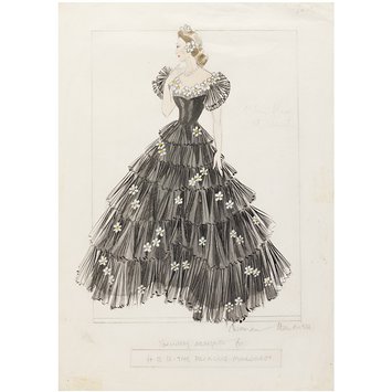 Design - Design for an evening dress: black tulle and daisies.