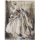 Evening gown by Lanvin; illustration by Jean Demarchy for Harper's Bazaar, ca. 1955. (Fashion illustration)