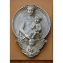 Virgin and child with an angel holding a cross (Plaster cast)