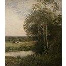'Where the Waters Gently Pass': Landscape with Stream (Oil painting)