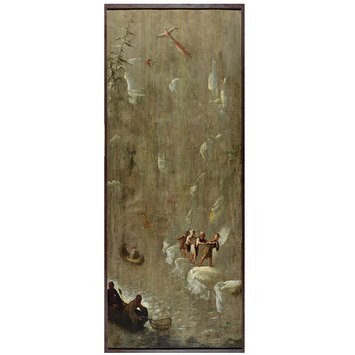 Oil painting - Fishermen in a Gorge (one of eleven panels of Chinoiserie decoration)