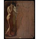 Study of a Nude Female Figure (Oil painting)