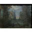 Landscape with Boats on the Water (Oil painting)