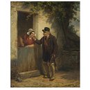 Game Keeper and Woman at Cottage Door (Oil painting)
