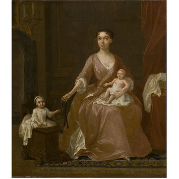 Oil painting - Unknown Woman and Two Children Oil painting - Unknown Woman and Two Children