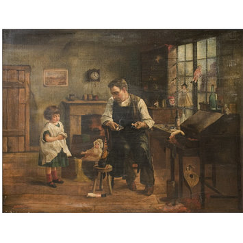 Oil painting - A Little Girl at the Toy-Mender's Oil painting - A Little Girl at the Toy-Mender's