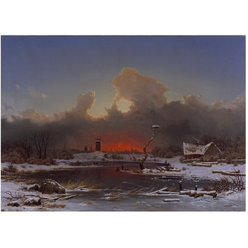 Oil painting - Frost Scene: The Setting Sun