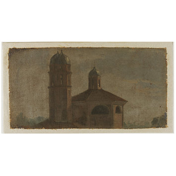 Oil painting - The Upper Section of a Church with a Hexagonal Dome and Two Towers
