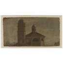 The Upper Section of a Church with a Hexagonal Dome and Two Towers (Oil painting)