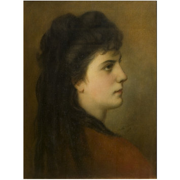 profile portrait woman. Oil painting - Profile