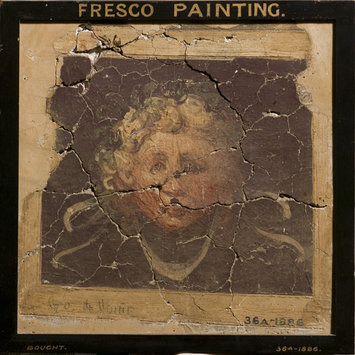 Fresco - Female Head Framed by a Pattern of Ribbons (fragment of wall decoration)