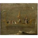 Oil painting - A Chinese Dignitary in a Boat (one of eleven panels with Chinoiserie decoration)