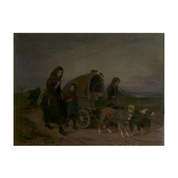 Oil painting - Travelling dog cart Oil painting - Travelling dog cart