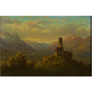 Oil painting - View of the Dent du Midi with Figures