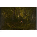 Oil painting - View in Fontainebleau Forest: Evening; Crépuscule en sous-bois Oil painting - View in Fontainebleau Forest: Evening; Crépuscule en sous-bois