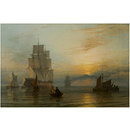 Shipping at sunset (Oil painting)