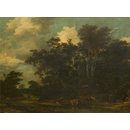 Oil painting - Woody landscape with cattle and stream Oil painting - Woody landscape with cattle and stream