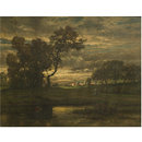 Oil painting - Landscape with fisherman and boat