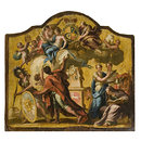 Panel - Allegorical Figures: Clemency, Prudence and Justice with Pallas, Heroic Poetry, Liberty, Discretion, History and Mercury (panel from Royal State Coach for George I)