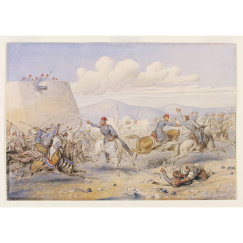 Watercolour - Skirmishes between Turkish Irregular Cavalry and Cossacks