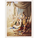 A Group of Eastern Figures sitting and standing at the entrance to a Tent, with encampment in background (Watercolour)
