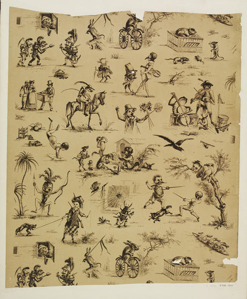 Surreal wallpaper peopled with strange figures