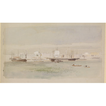 Watercolour - Shipping in Alexandria Harbour Watercolour - Shipping in Alexandria Harbour