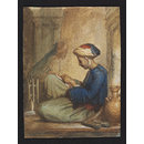 A North Indian[?] sewing with silk (Watercolour)