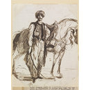 An Oriental Warrior with His Horse (Drawing)