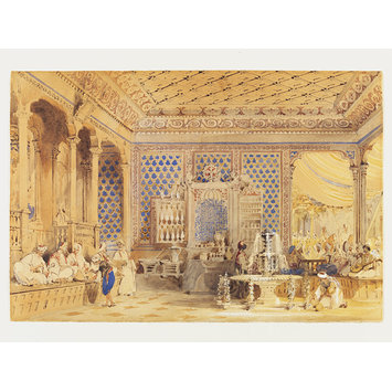 Watercolour - Interior of a Turkish Caffinet, Constantinople; Interior of a Turkish Coffee House, Constantinople Watercolour - Interior of a Turkish Caffinet, Constantinople; Interior of a Turkish Coffee House, Constantinople