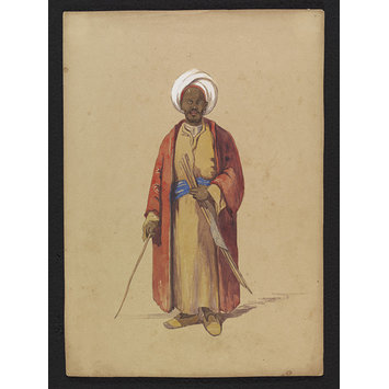 Watercolour - A Nubian selling Canes; An Arab Watercolour - A Nubian selling Canes; An Arab