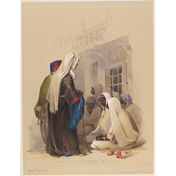 Watercolour Yesir Bazar The Female Slave Market Yesir Bazar