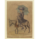 A Catholic Priest riding a Donkey (Watercolour)
