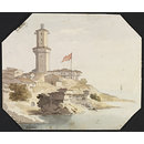 A Turkish Lighthouse, possibly Rumeli Feneri on the Upper Bosphorus at the entrance to the Black Sea (Watercolour)